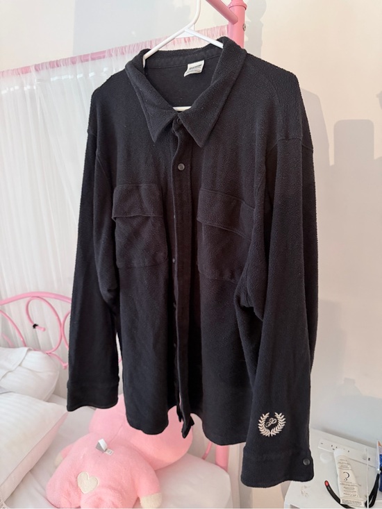 PINK Victoria's Secret Tops - Fleece Shacket with Embroidered Cuff Detail